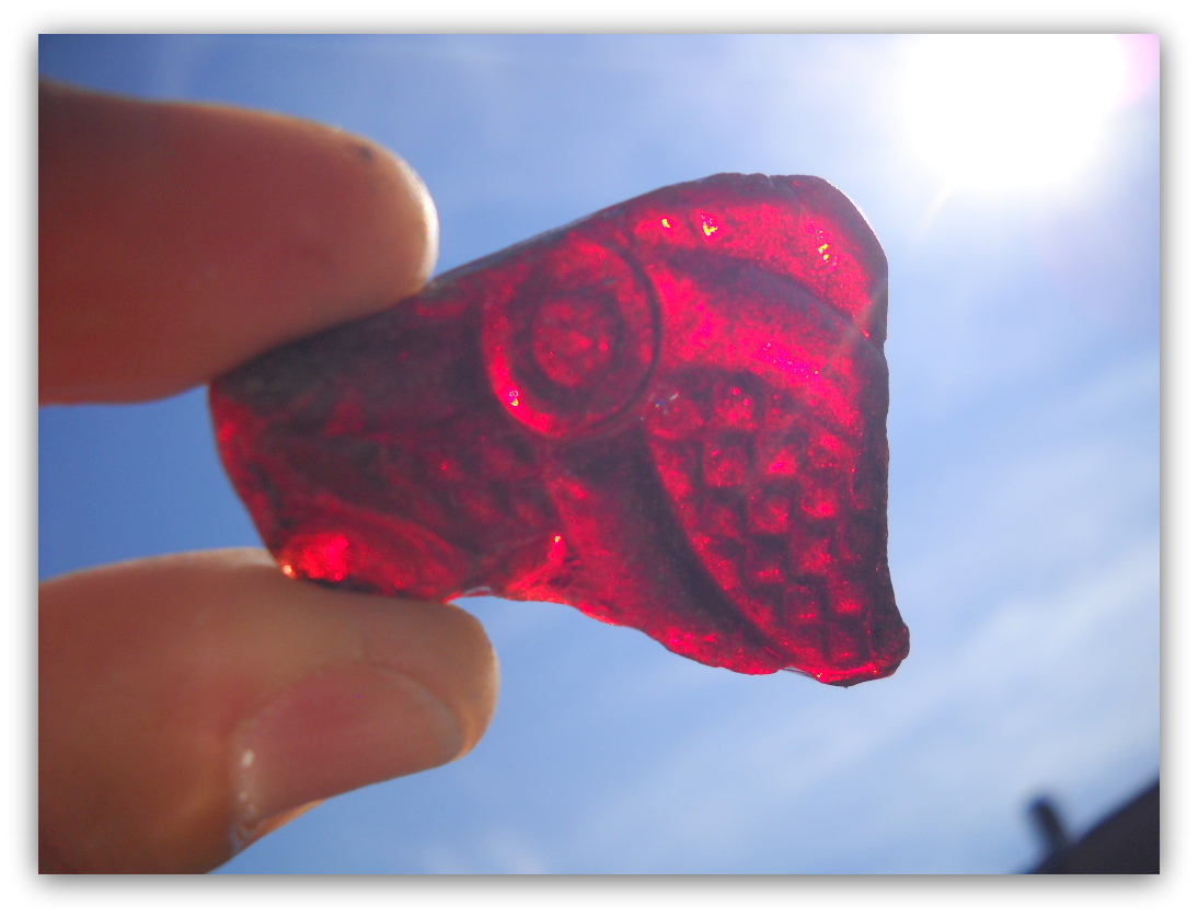 Red and clear sea glass drop earrings — Sara's Sea Glass Odyssey